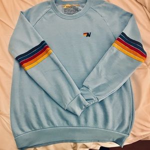 Aviator Nation Rainbow Stripe Crewneck Sweatshirt
